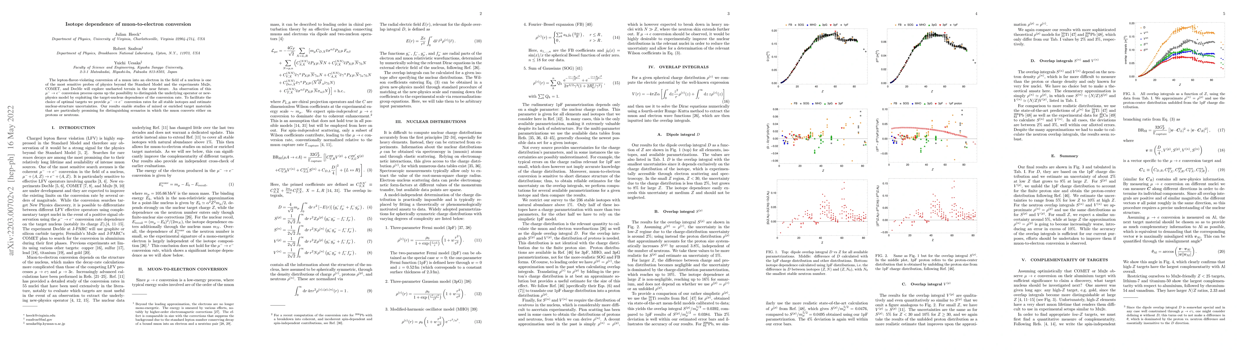 Thumbnail for Isotope dependence of muon-to-electron conversion