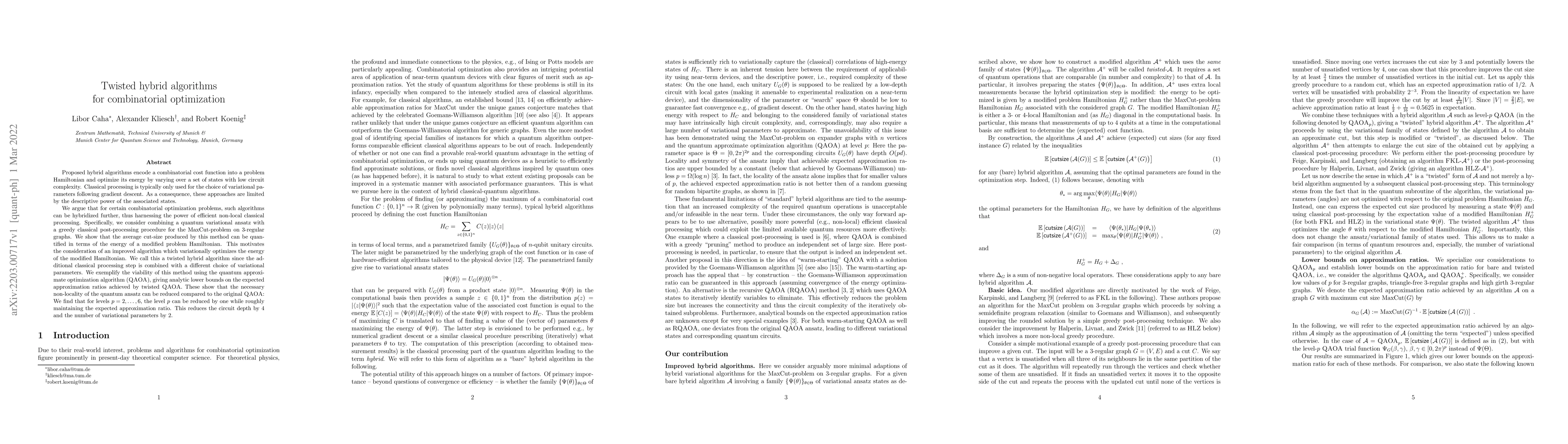 Thumbnail for Twisted hybrid algorithms for combinatorial optimization