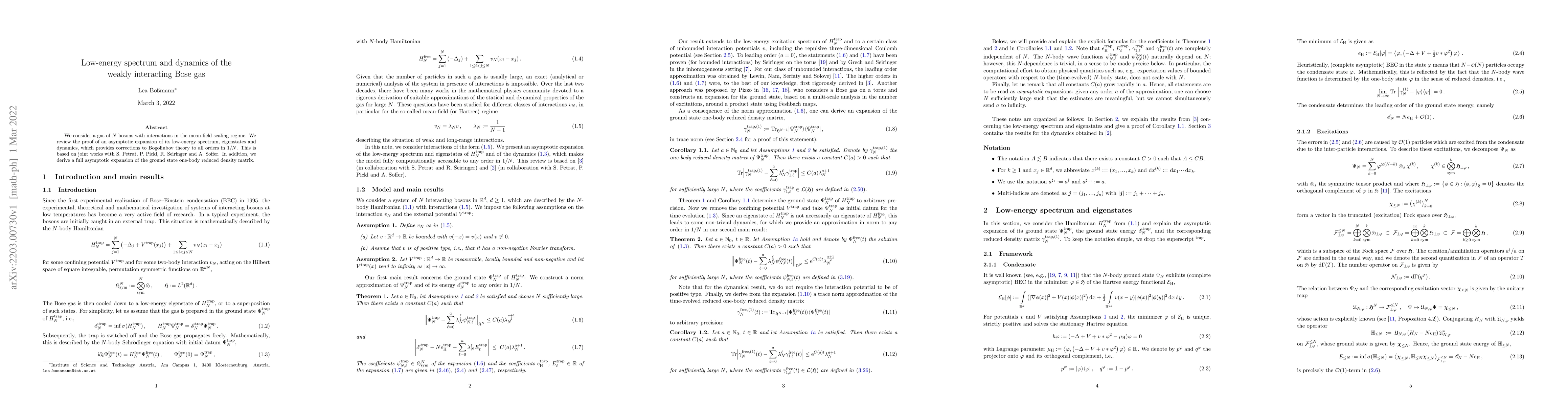 Thumbnail for Low-energy spectrum and dynamics of the weakly interacting Bose gas