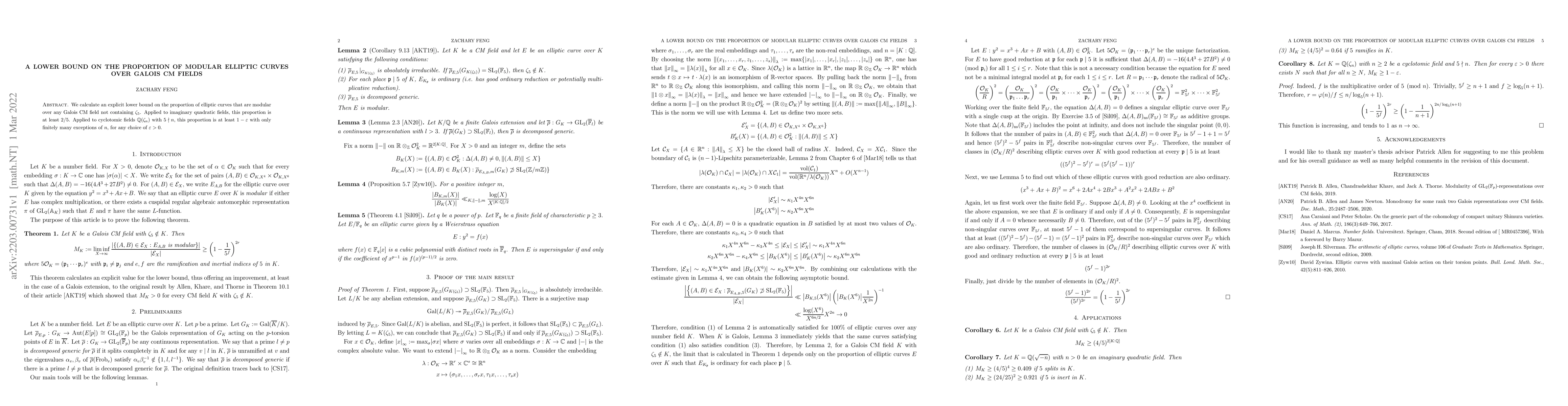 Thumbnail for A lower bound on the proportion of modular elliptic curves over Galois
  CM fields