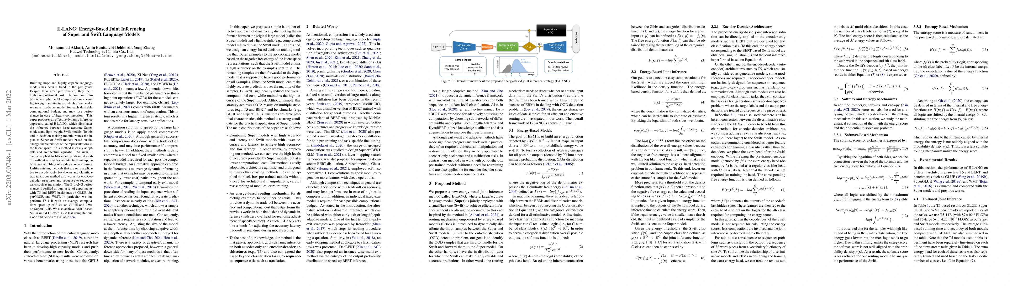 Thumbnail for E-LANG: Energy-Based Joint Inferencing of Super and Swift Language
  Models