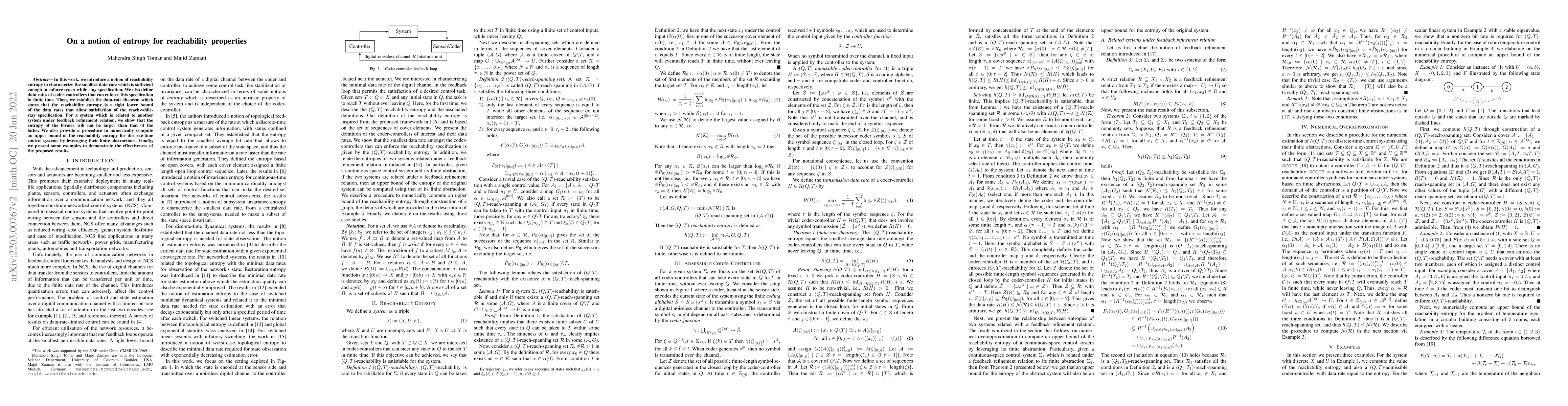 Thumbnail for On a notion of entropy for reachability properties