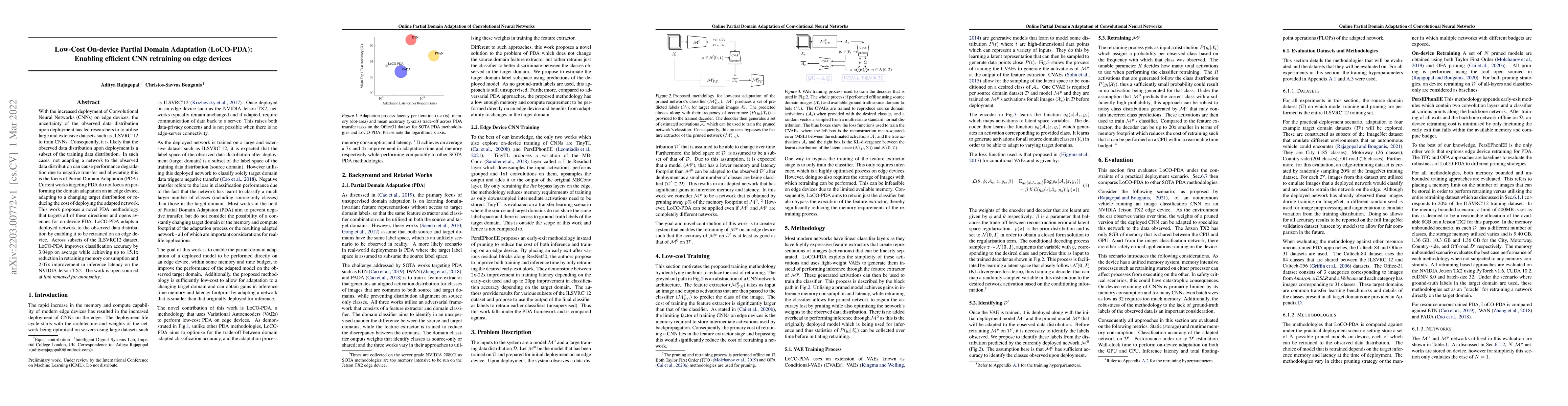 Thumbnail for Low-Cost On-device Partial Domain Adaptation (LoCO-PDA): Enabling
  efficient CNN retraining on edge devices
