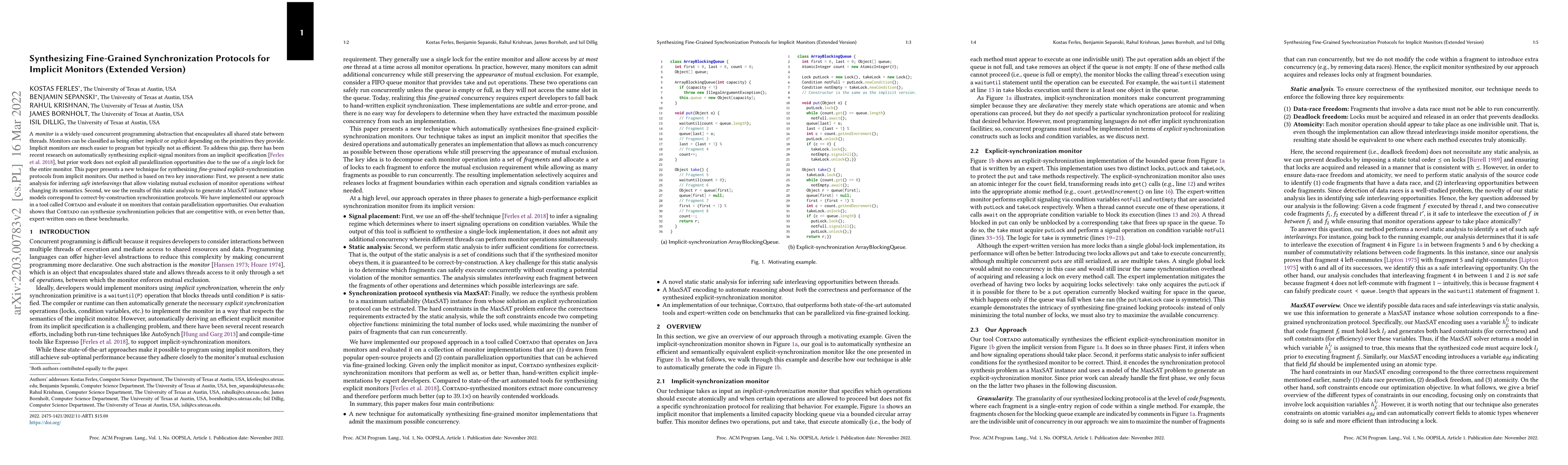 Thumbnail for Synthesizing Fine-Grained Synchronization Protocols for Implicit
  Monitors (Extended Version)
