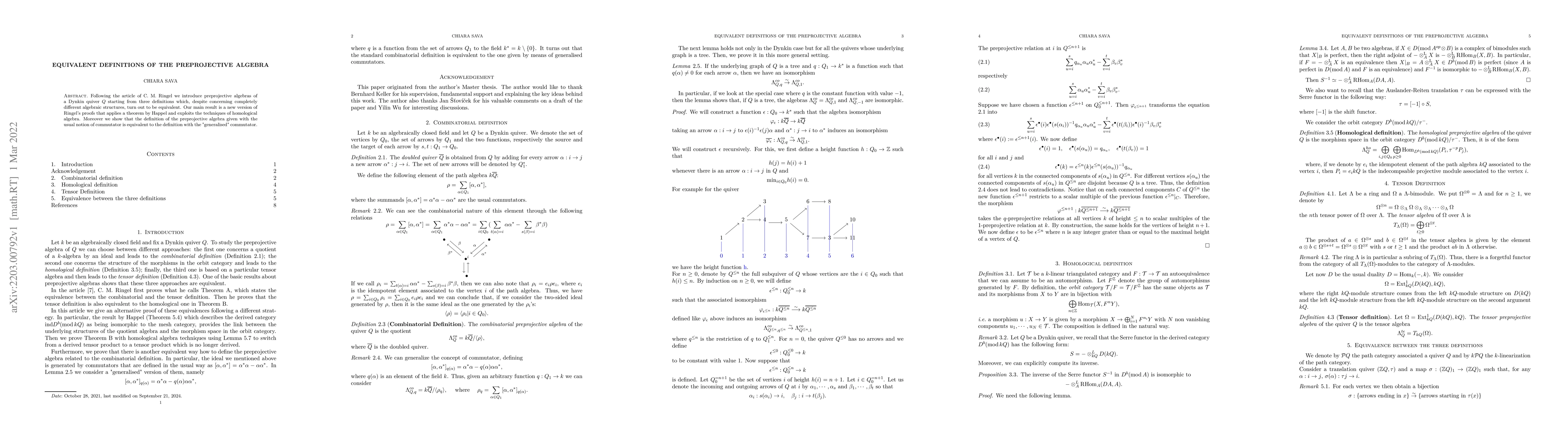 Thumbnail for Equivalent definitions of the preprojective algebra