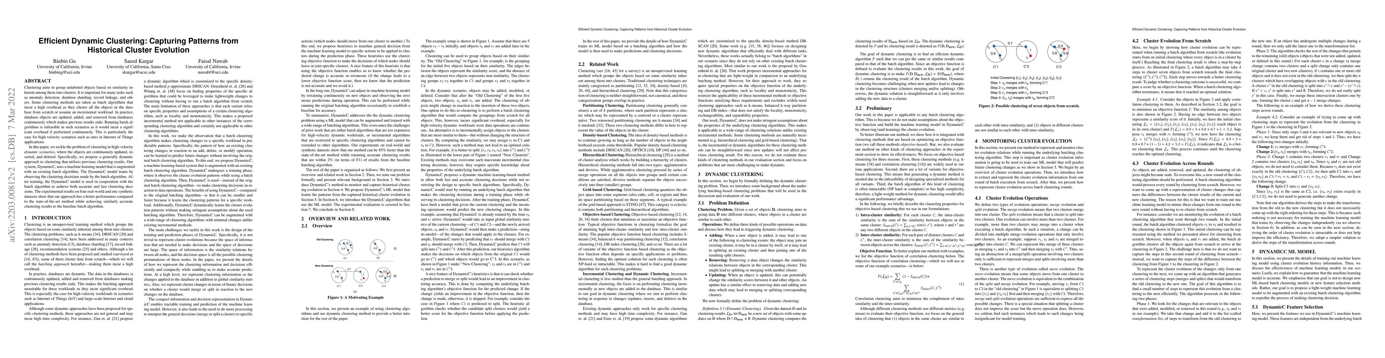 Thumbnail for Efficient Dynamic Clustering: Capturing Patterns from Historical Cluster
  Evolution