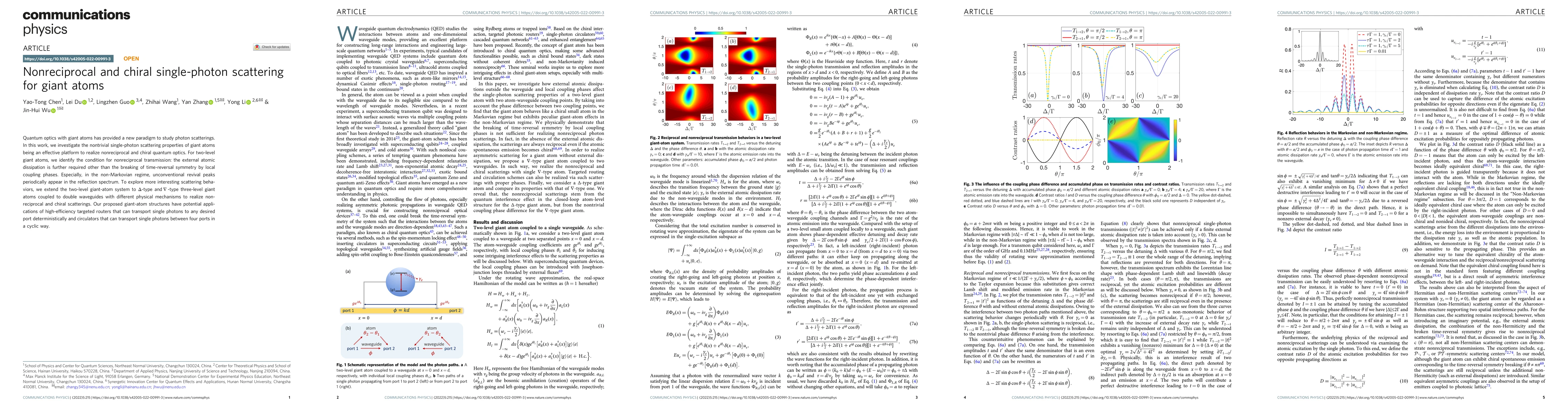 Thumbnail for Nonreciprocal and chiral single-photon scattering for giant atoms