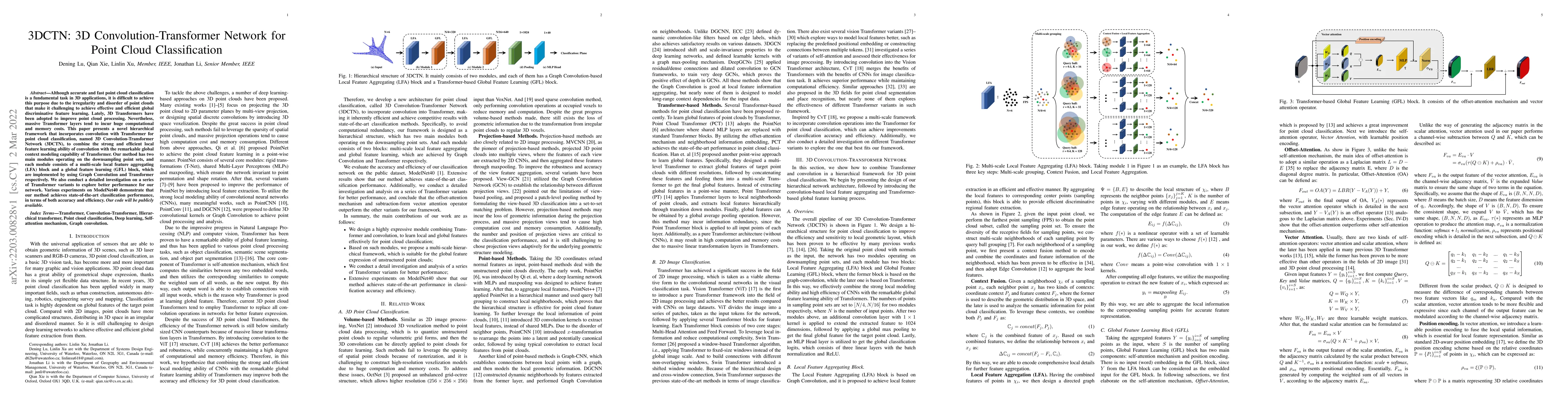 Thumbnail for 3DCTN: 3D Convolution-Transformer Network for Point Cloud Classification