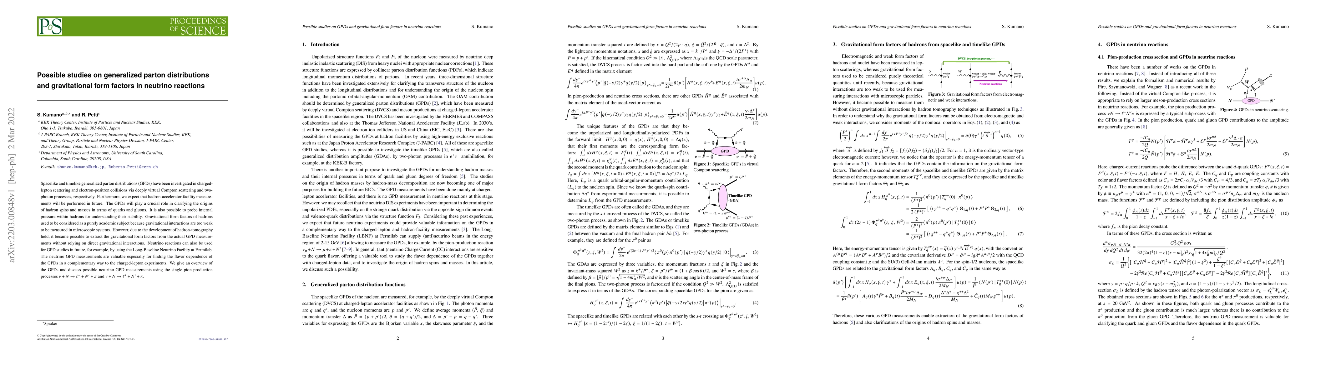 Thumbnail for Possible studies on generalized parton distributions and gravitational
  form factors in neutrino reactions