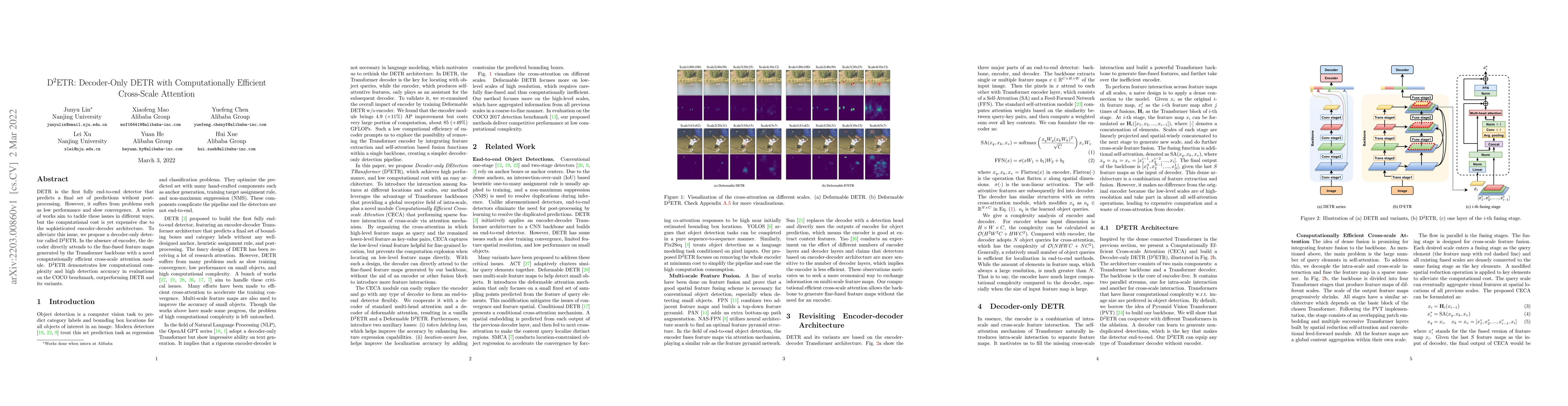 Thumbnail for D^2ETR: Decoder-Only DETR with Computationally Efficient Cross-Scale
  Attention