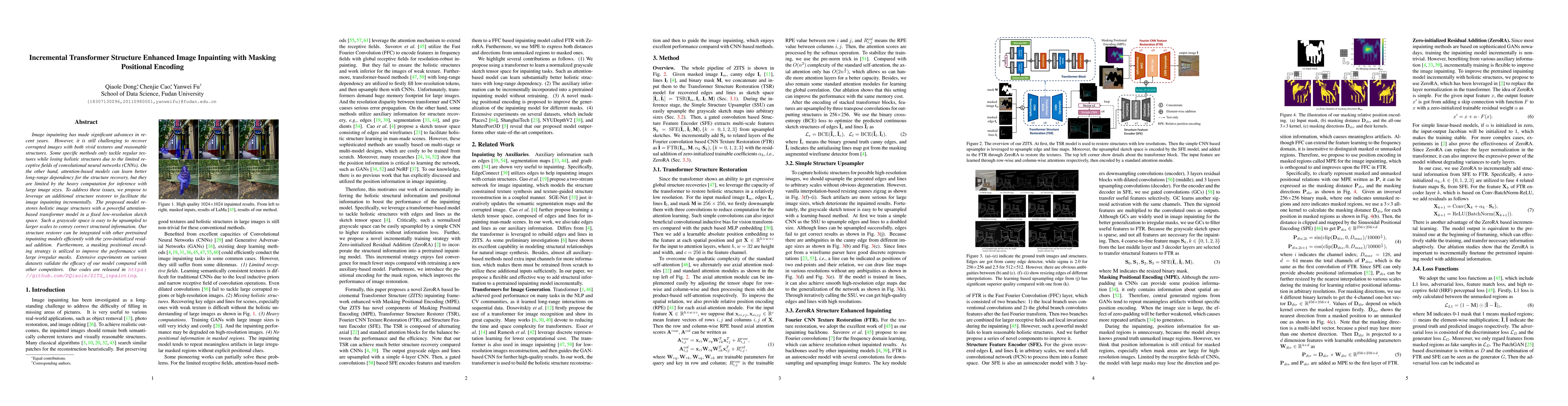 Thumbnail for Incremental Transformer Structure Enhanced Image Inpainting with Masking
  Positional Encoding