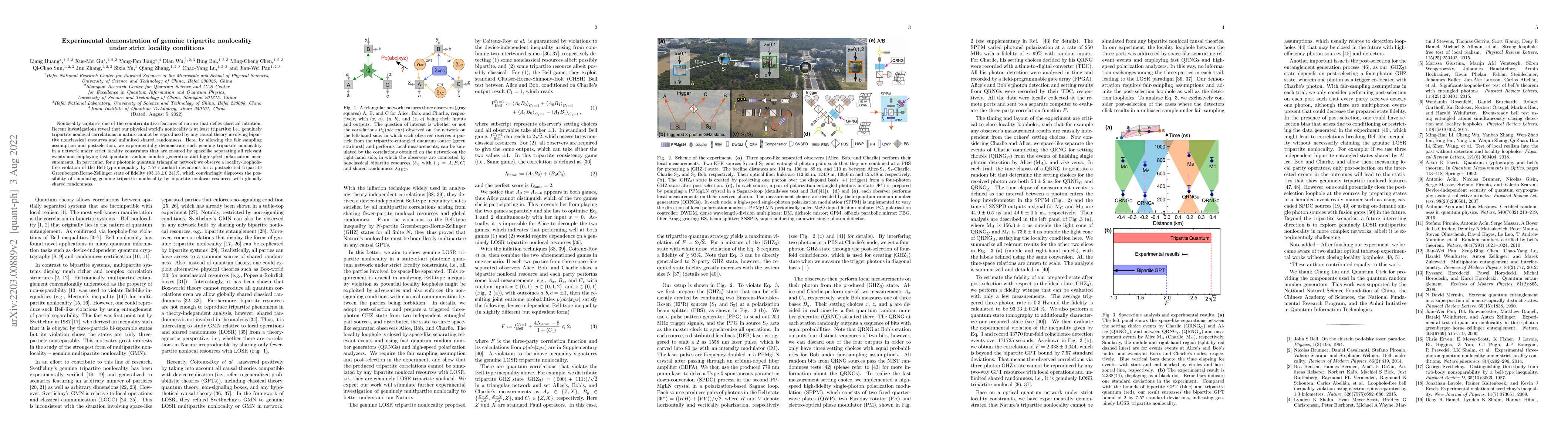 Thumbnail for Experimental demonstration of genuine tripartite nonlocality under
  strict locality conditions