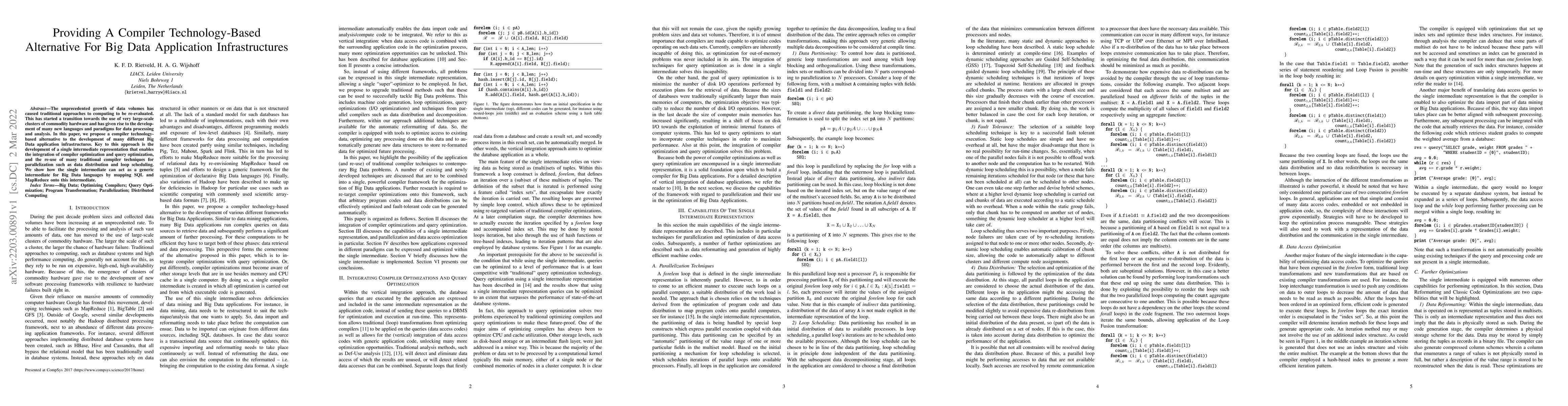 Thumbnail for Providing A Compiler Technology-Based Alternative For Big Data
  Application Infrastructures