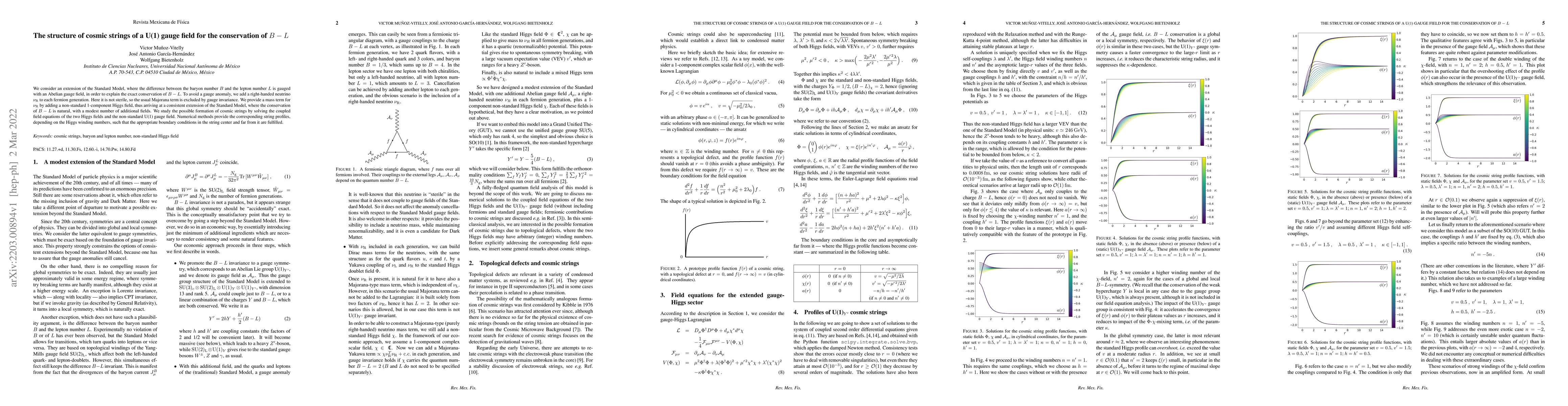 Thumbnail for The structure of cosmic strings of a $U(1)$ gauge field for the
  conservation of $B-L$