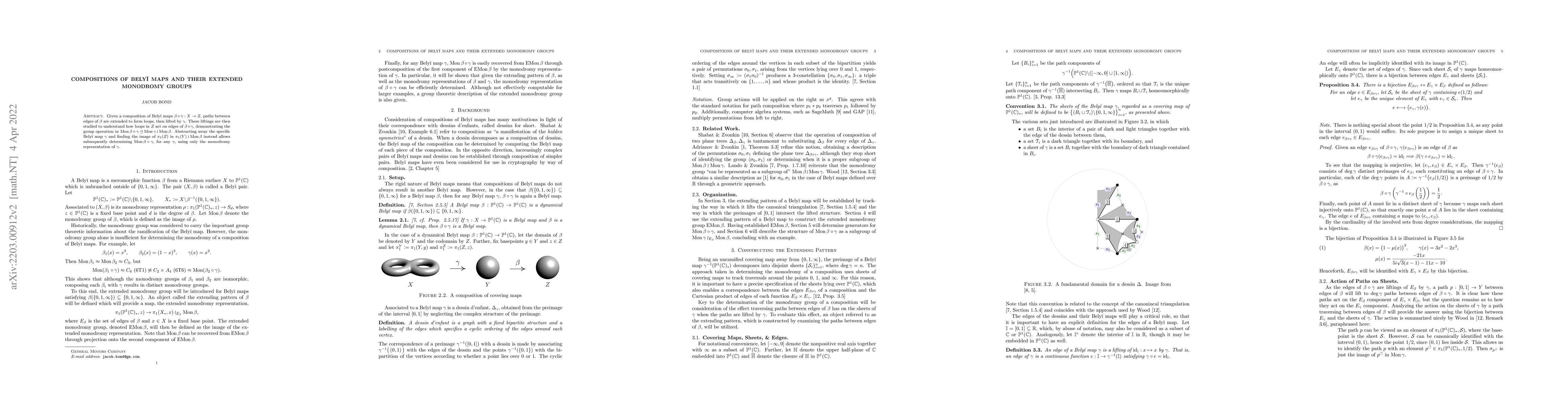 Thumbnail for Compositions of Belyi Maps and their Extended Monodromy Groups
