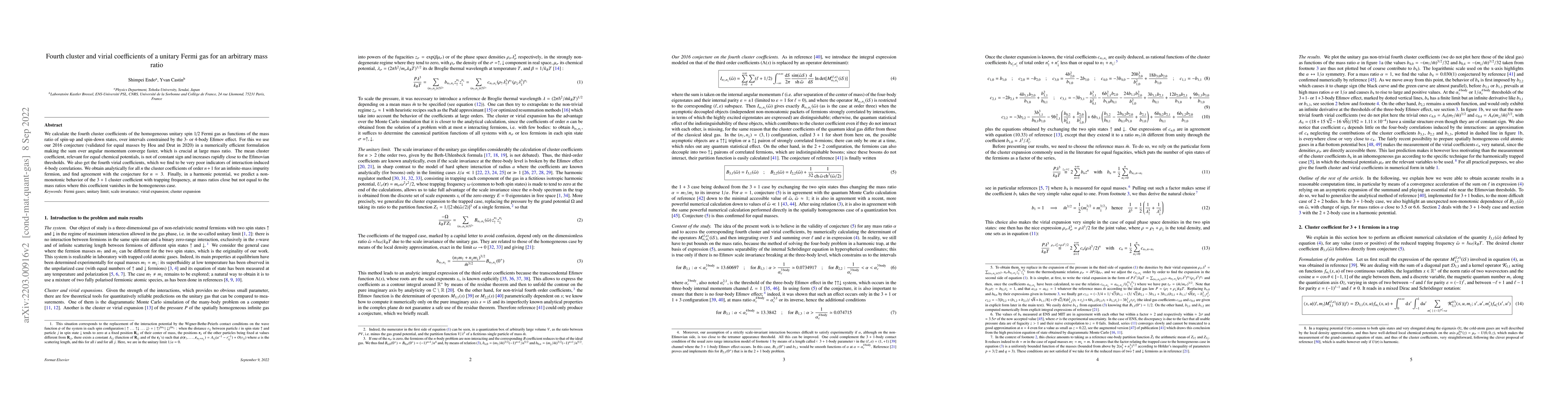 Thumbnail for Fourth cluster and virial coefficients of a unitary Fermi gas for an
  arbitrary mass ratio