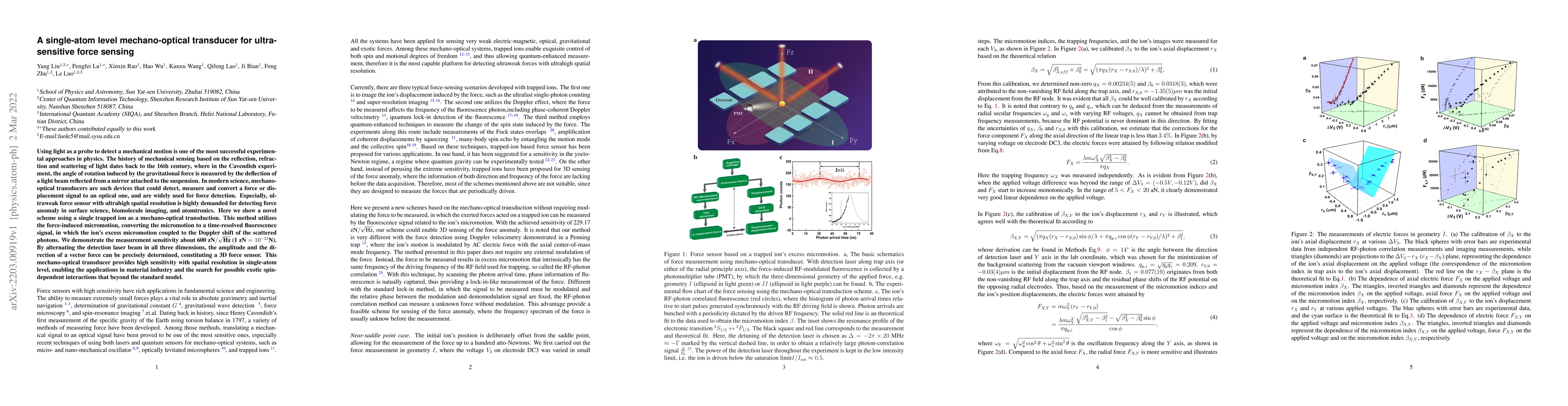Thumbnail for A single-atom level mechano-optical transducer for ultrasensitive force
  sensing