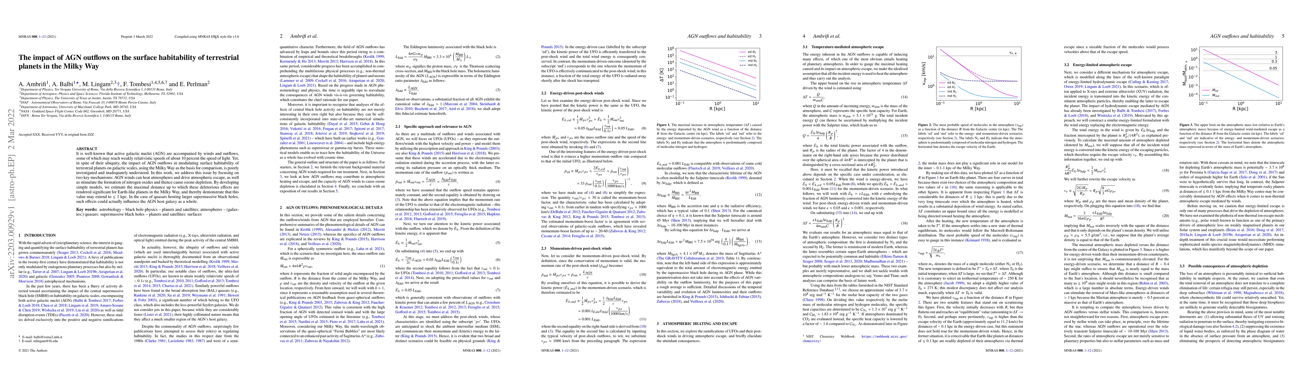 Thumbnail for The impact of AGN outflows on the surface habitability of terrestrial
  planets in the Milky Way