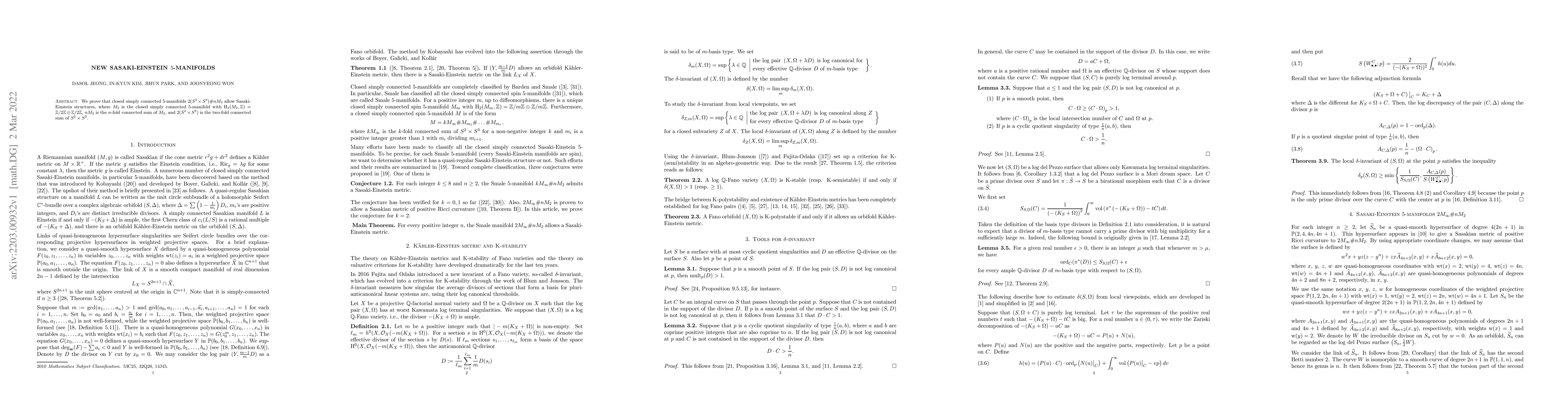 Thumbnail for New Sasaki-Einstein 5-manifolds