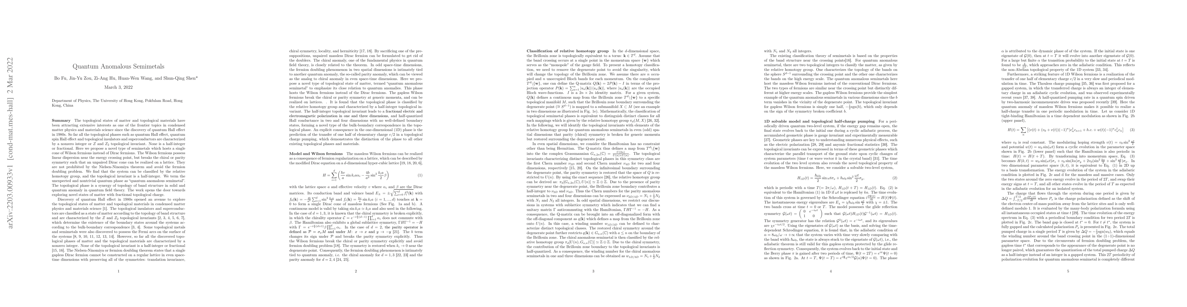 Thumbnail for Quantum Anomalous Semimetals