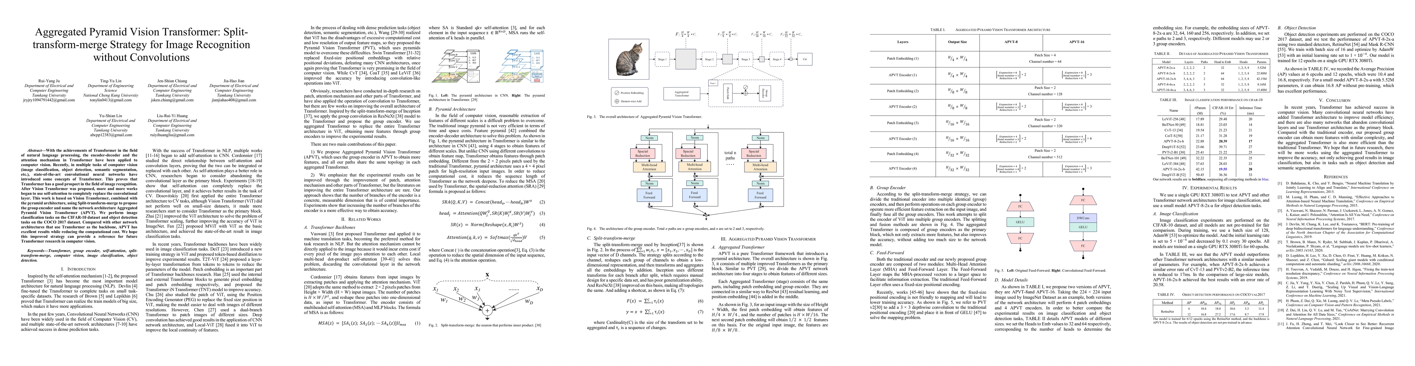 Thumbnail for Aggregated Pyramid Vision Transformer: Split-transform-merge Strategy
  for Image Recognition without Convolutions