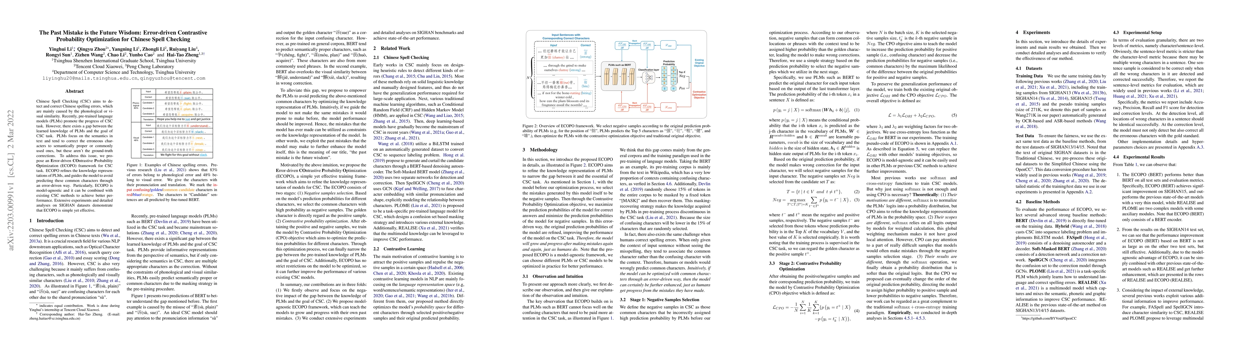 Thumbnail for The Past Mistake is the Future Wisdom: Error-driven Contrastive
  Probability Optimization for Chinese Spell Checking