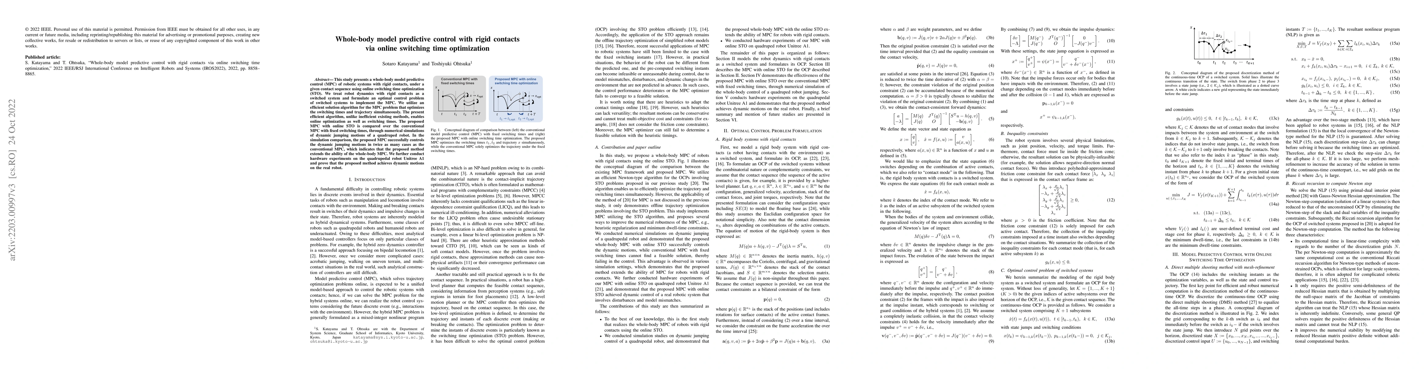 Thumbnail for Whole-body model predictive control with rigid contacts via online
  switching time optimization