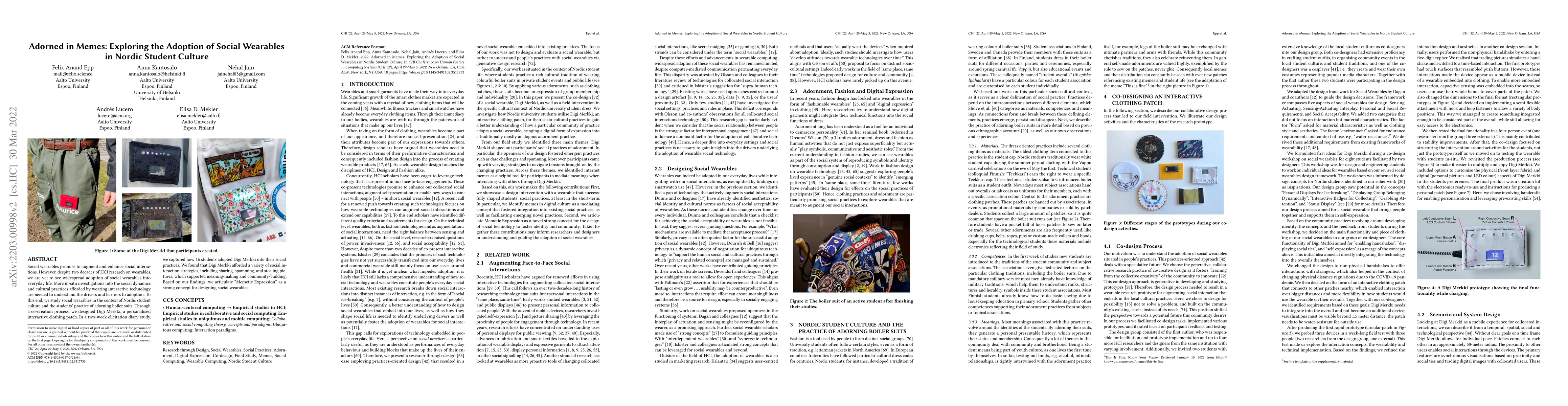 Thumbnail for Adorned in Memes: Exploring the Adoption of Social Wearables in Nordic
  Student Culture