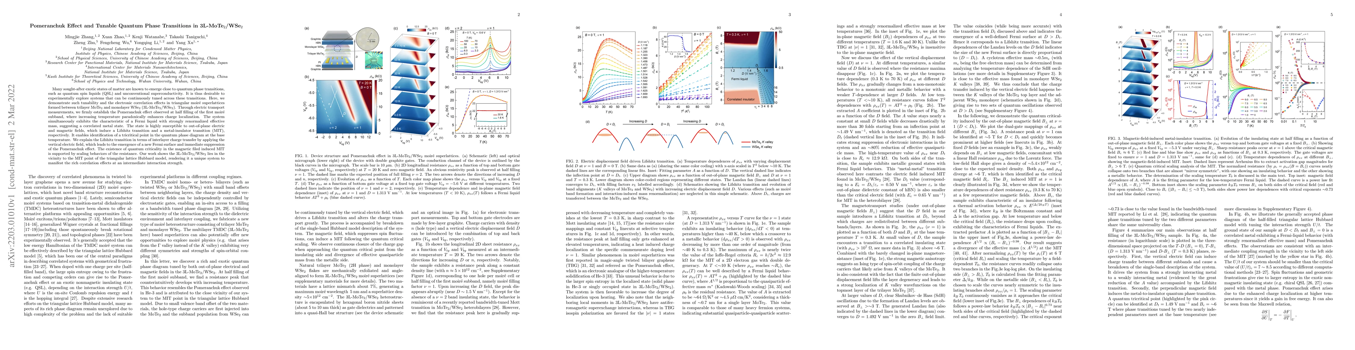 Thumbnail for Pomeranchuk Effect and Tunable Quantum Phase Transitions in
  3L-MoTe2/WSe2