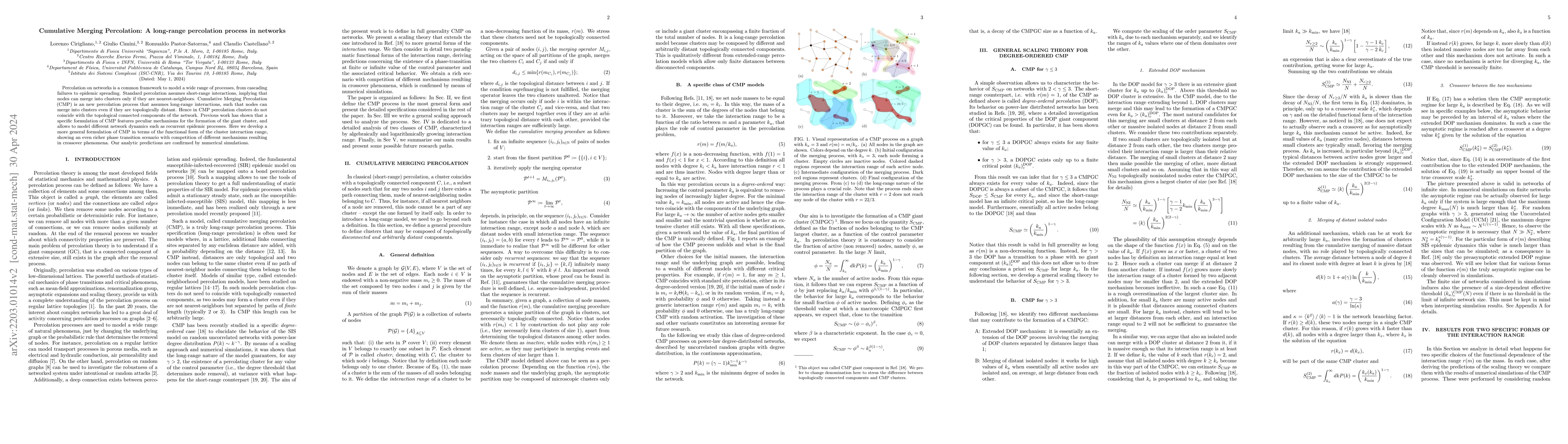 Thumbnail for Cumulative Merging Percolation: A long-range percolation process in
  networks
