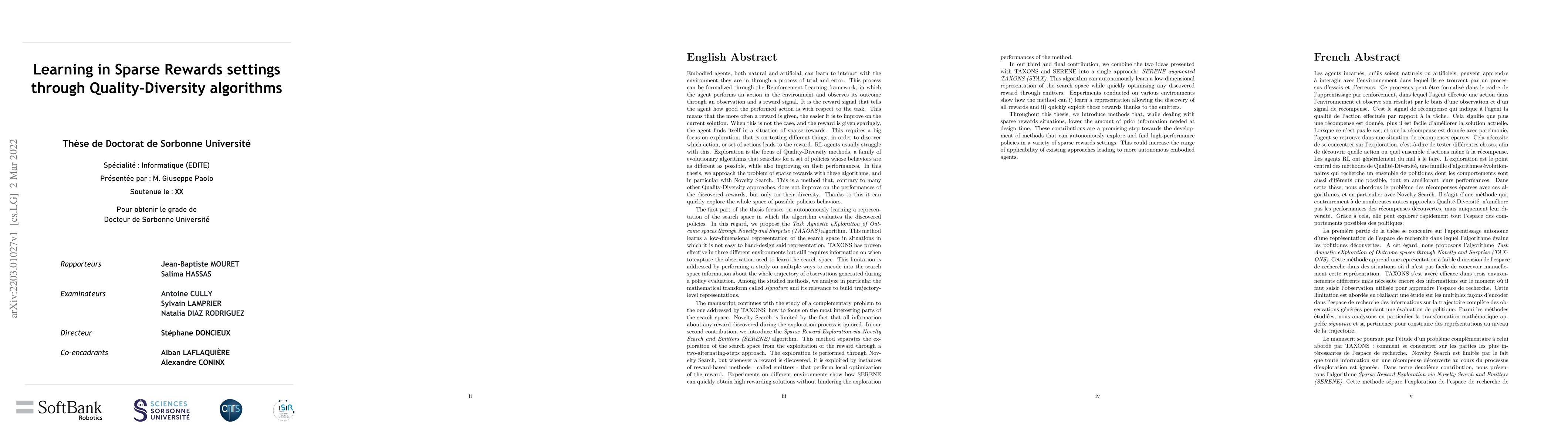 Thumbnail for Learning in Sparse Rewards settings through Quality-Diversity algorithms