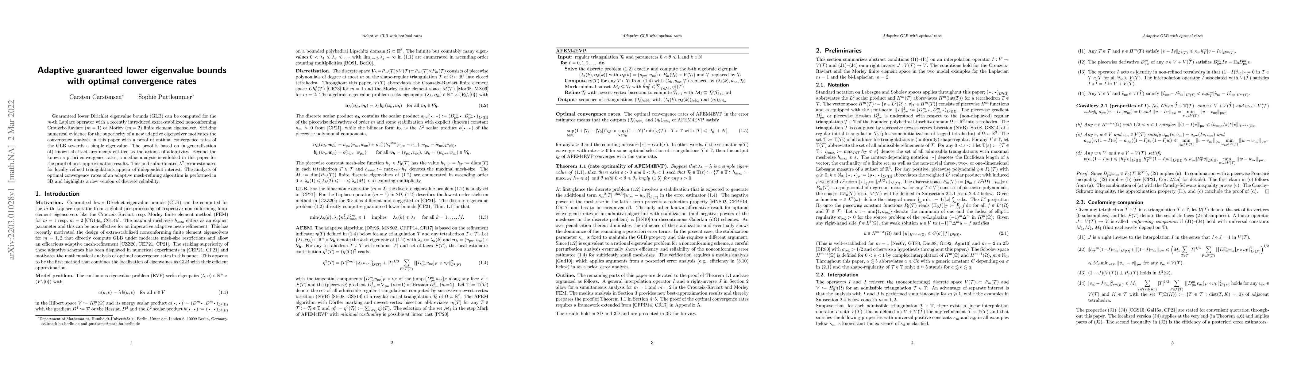 Thumbnail for Adaptive guaranteed lower eigenvalue bounds with optimal convergence
  rates