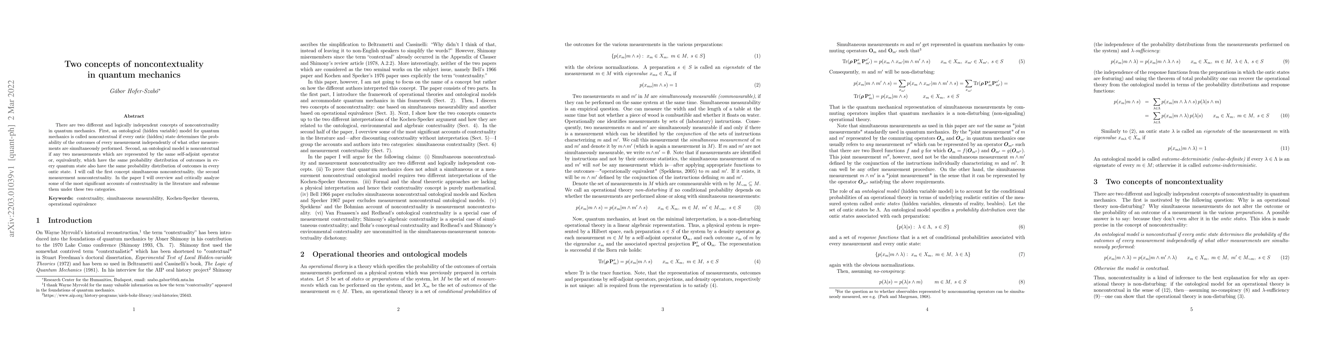 Thumbnail for Two concepts of noncontextuality in quantum mechanics