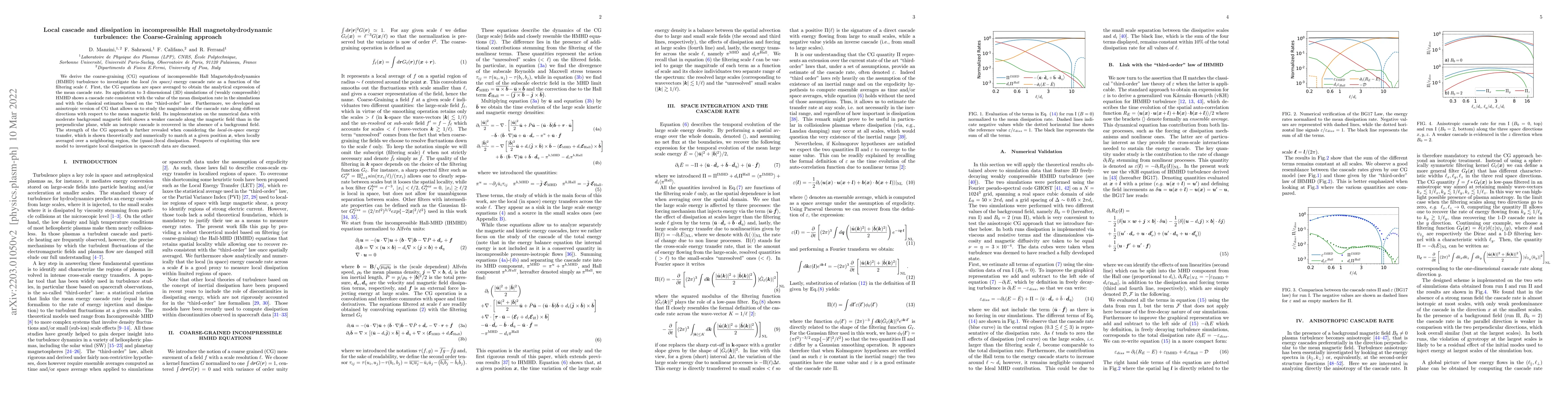 Thumbnail for Local cascade and dissipation in incompressible Hall magnetohydrodynamic
  turbulence: the Coarse-Graining approach