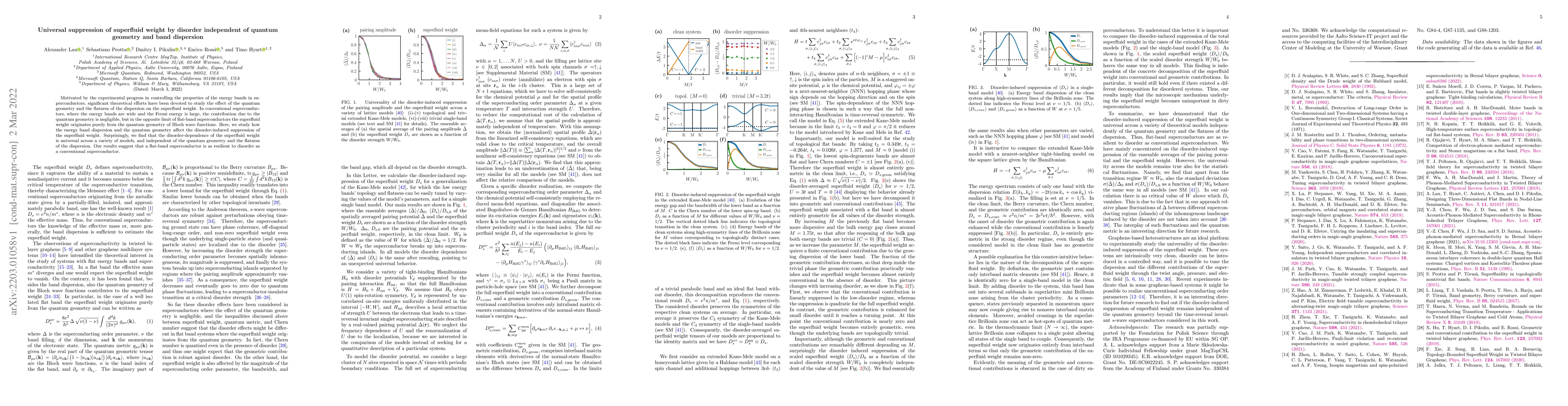 Thumbnail for Universal suppression of superfluid weight by disorder independent of
  quantum geometry and band dispersion