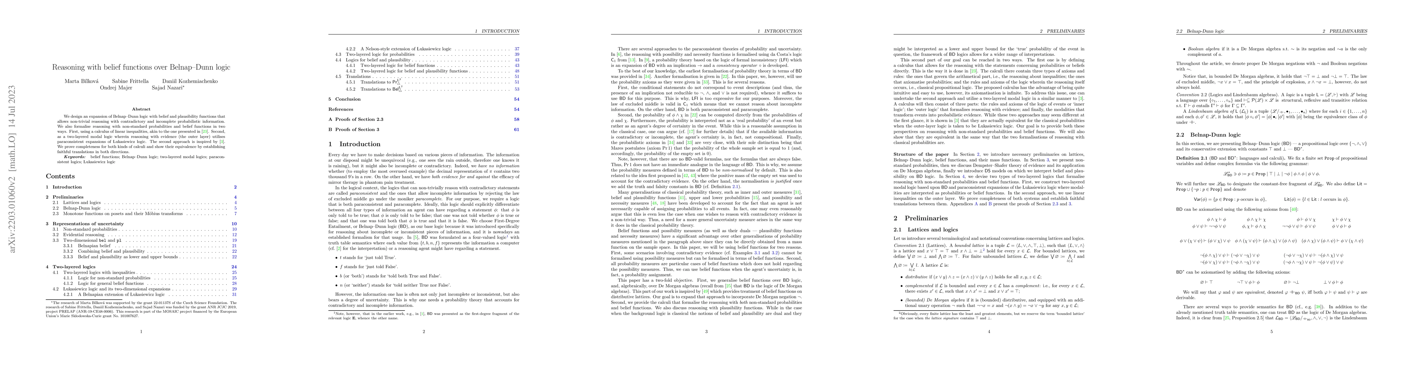 Thumbnail for Reasoning with belief functions over Belnap--Dunn logic