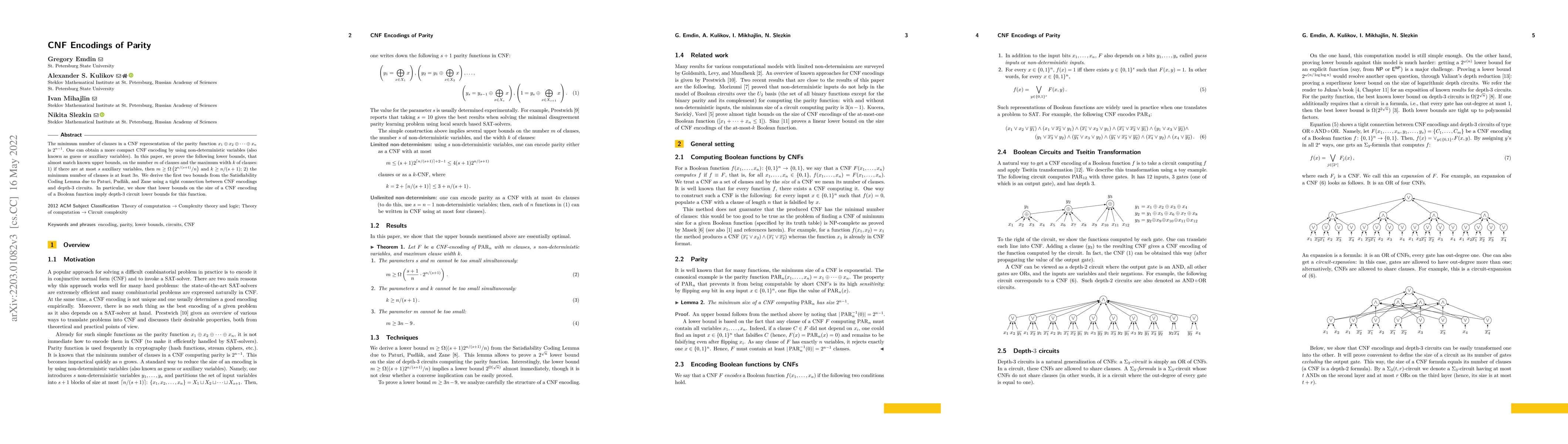 Thumbnail for CNF Encodings of Parity