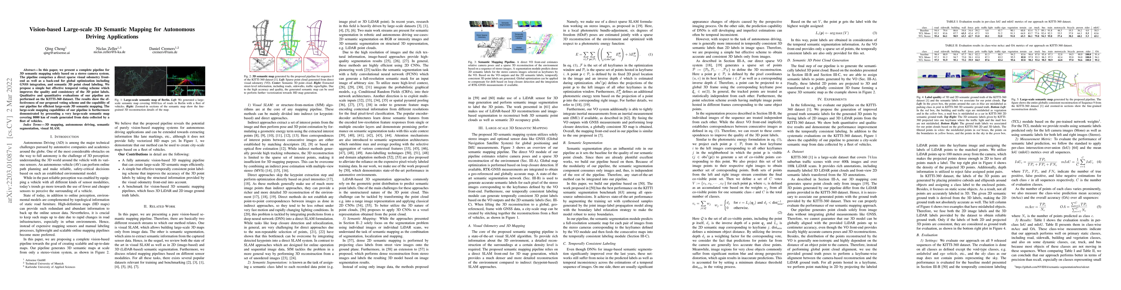 Thumbnail for Vision-based Large-scale 3D Semantic Mapping for Autonomous Driving
  Applications