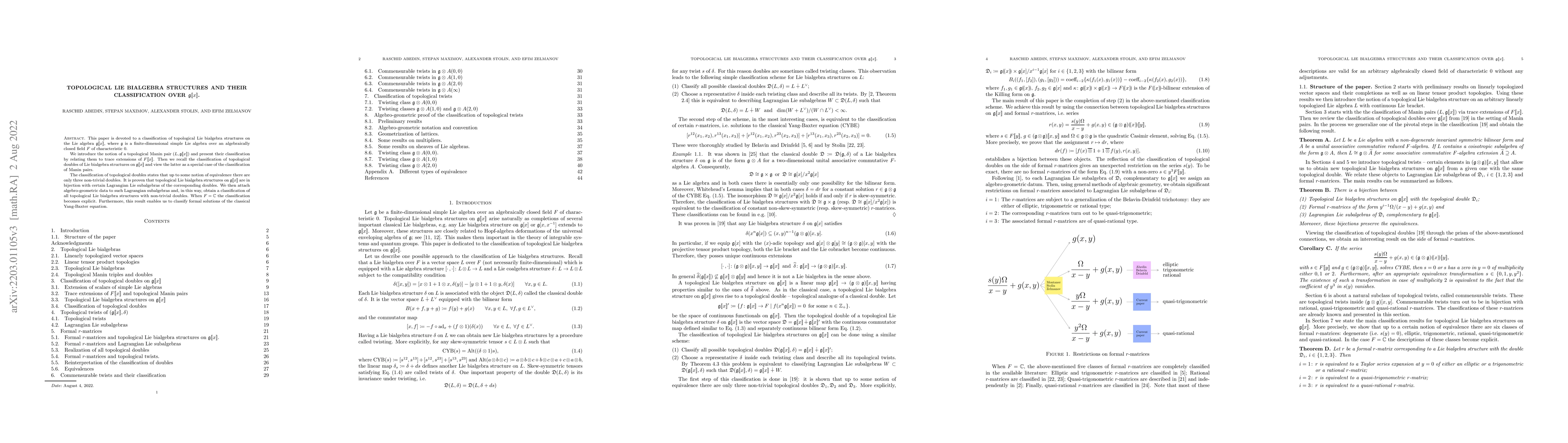 Thumbnail for Topological Lie bialgebra structures and their classification over $
  \mathfrak{g}[\![x]\!] $