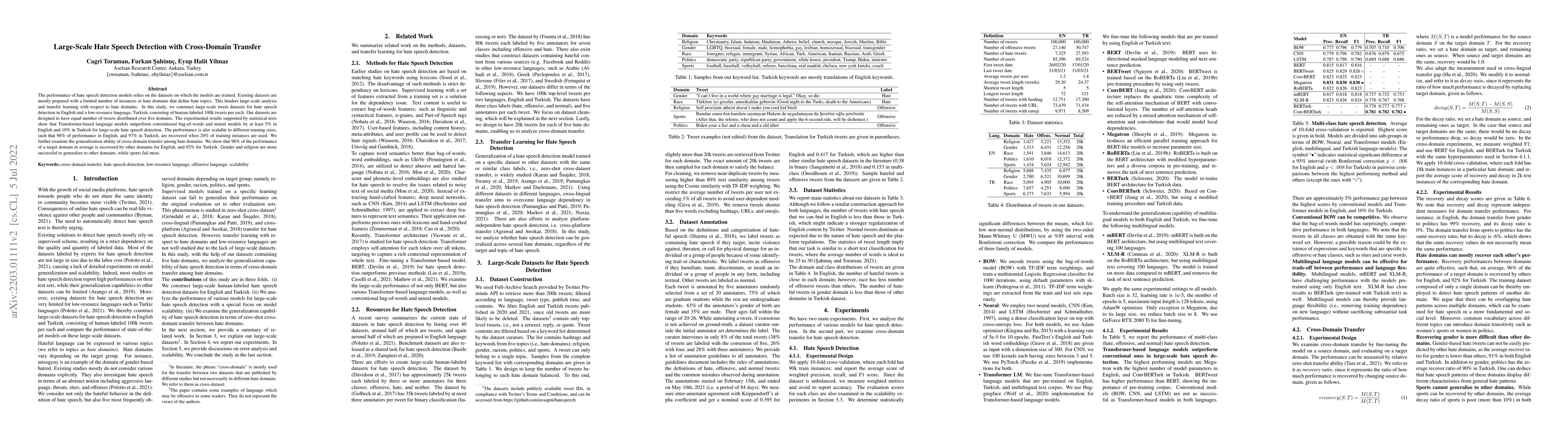 Thumbnail for Large-Scale Hate Speech Detection with Cross-Domain Transfer