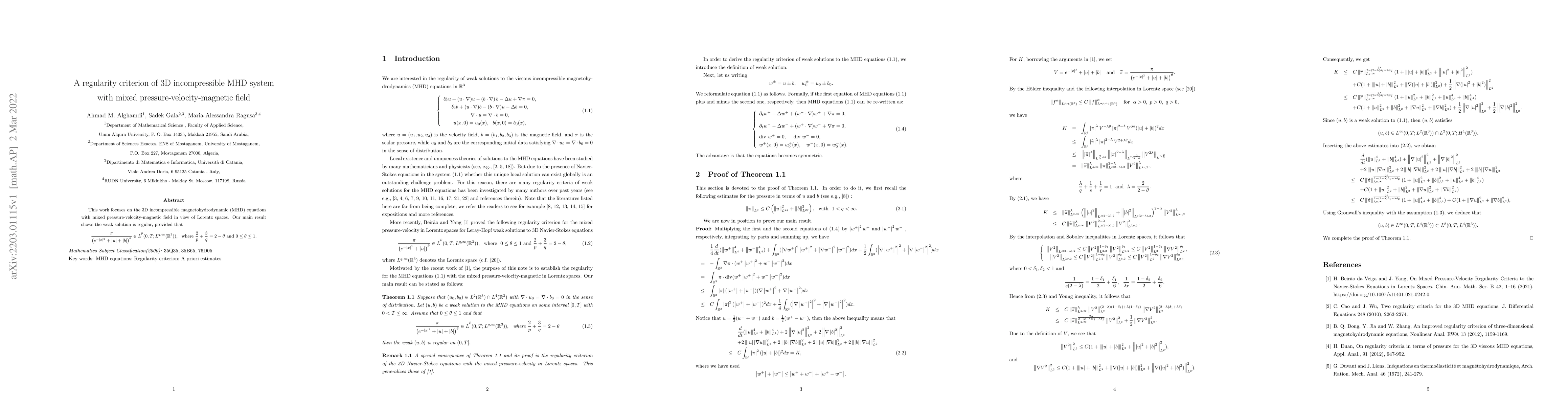 Thumbnail for A regularity criterion of 3D incompressible MHD system with mixed
  pressure-velocity-magnetic field
