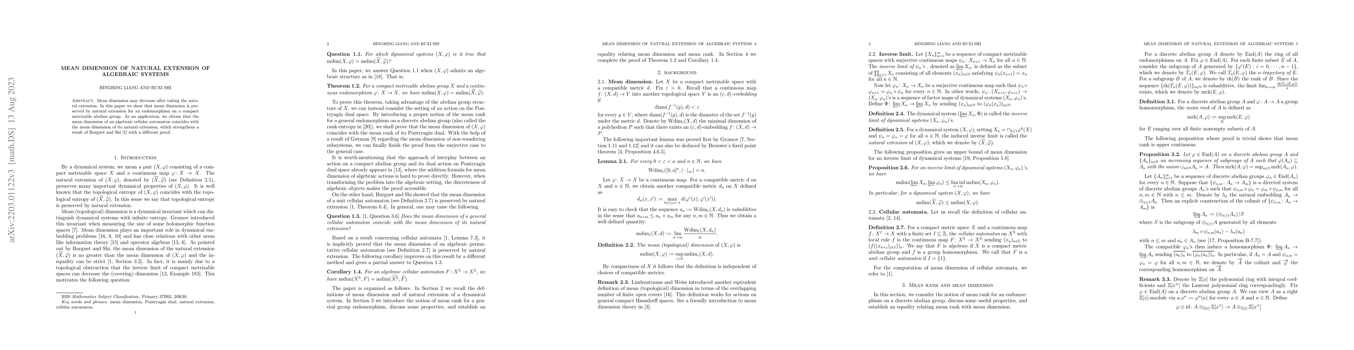 Thumbnail for Mean dimension of natural extension of algebraic systems