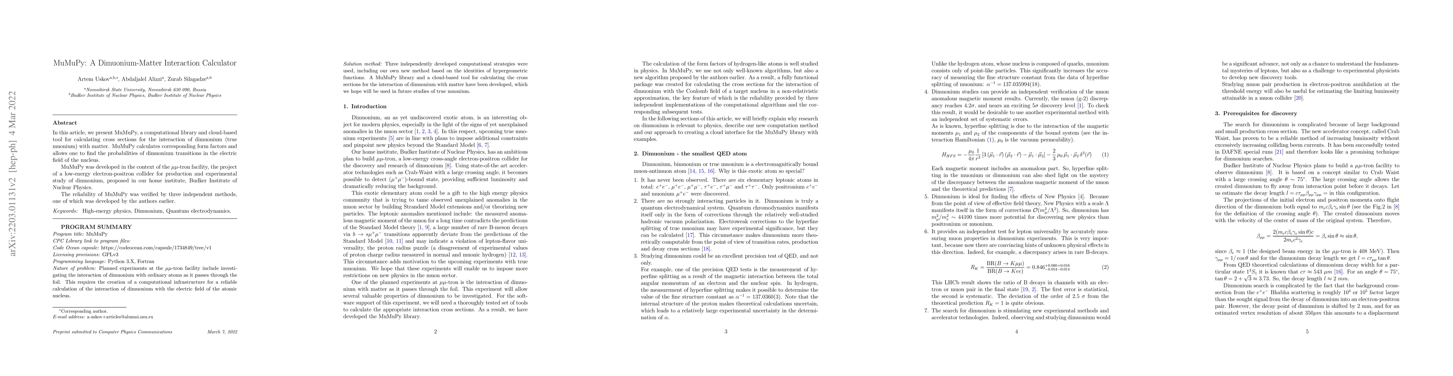 Thumbnail for MuMuPy: A Dimuonium-Matter Interaction Calculator