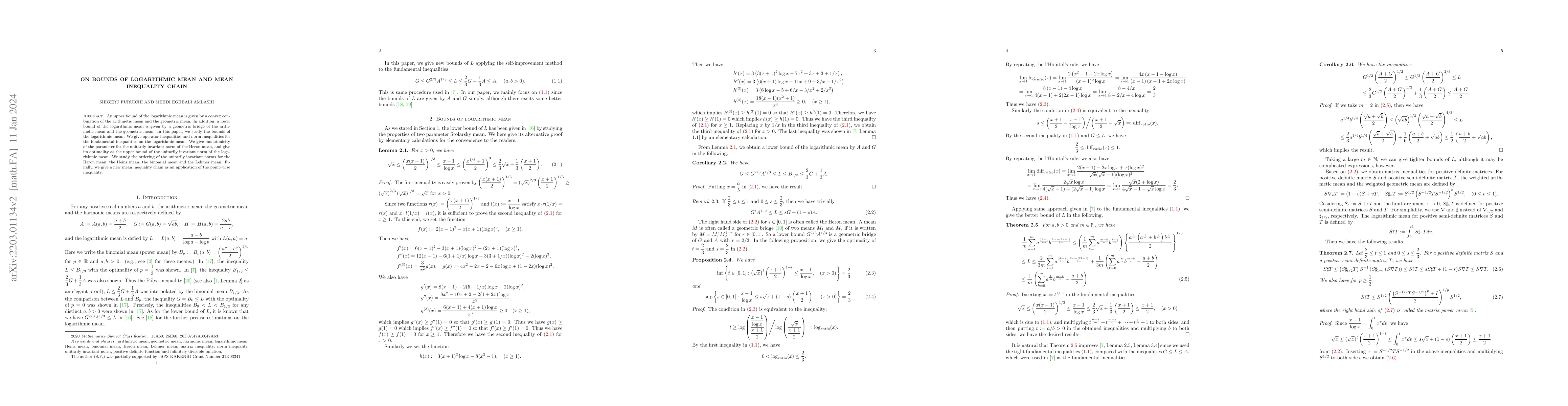 Thumbnail for On bounds of logarithmic mean and mean inequality chain