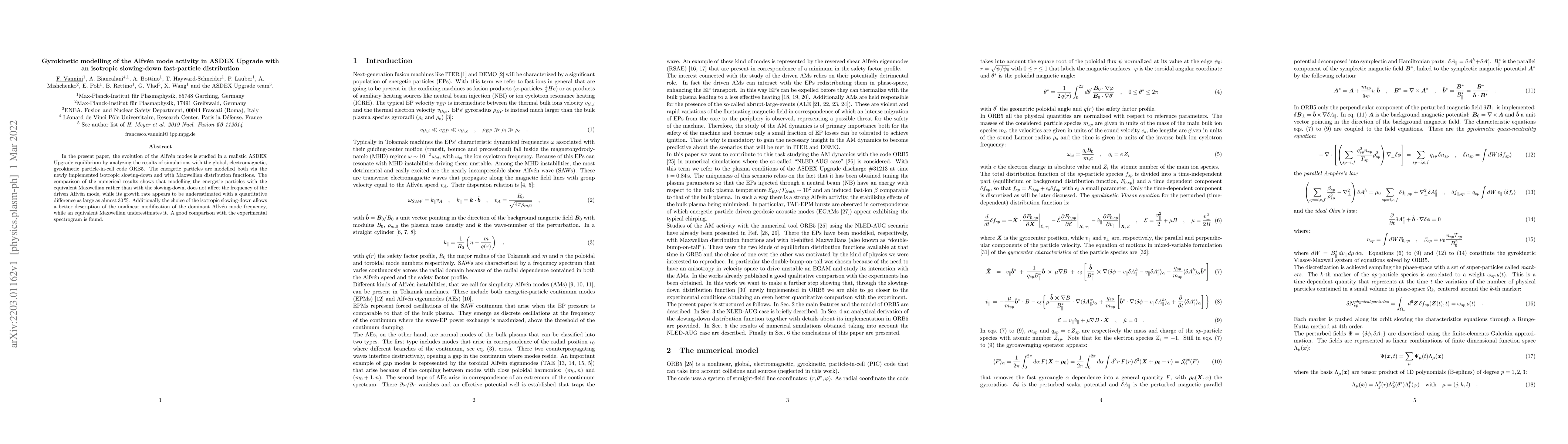 Thumbnail for Gyrokinetic modelling of the Alfv\'en mode activity in ASDEX Upgrade
  with an isotropic slowing-down fast-particle distribution