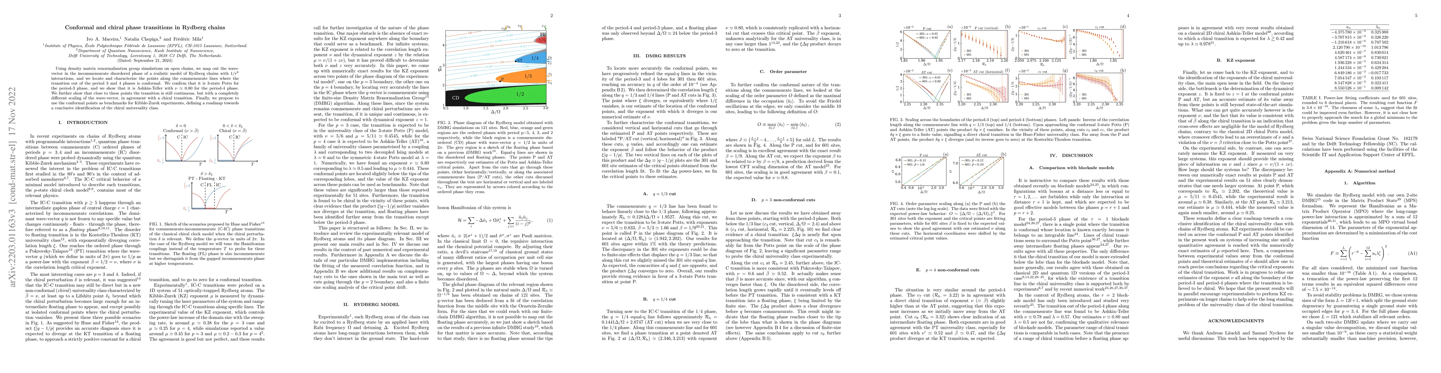 Thumbnail for Conformal and chiral phase transitions in Rydberg chains