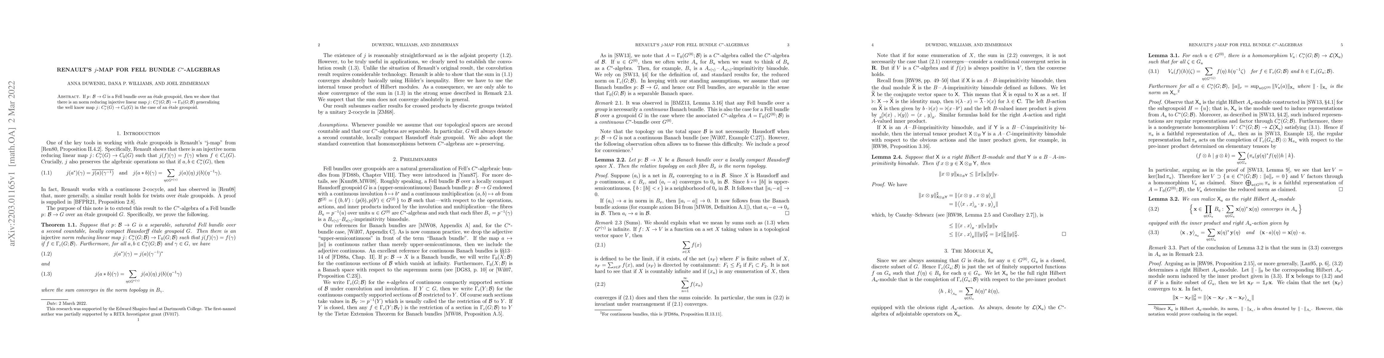 Thumbnail for Renault's $j$-map for Fell bundle $C^*$-algebras