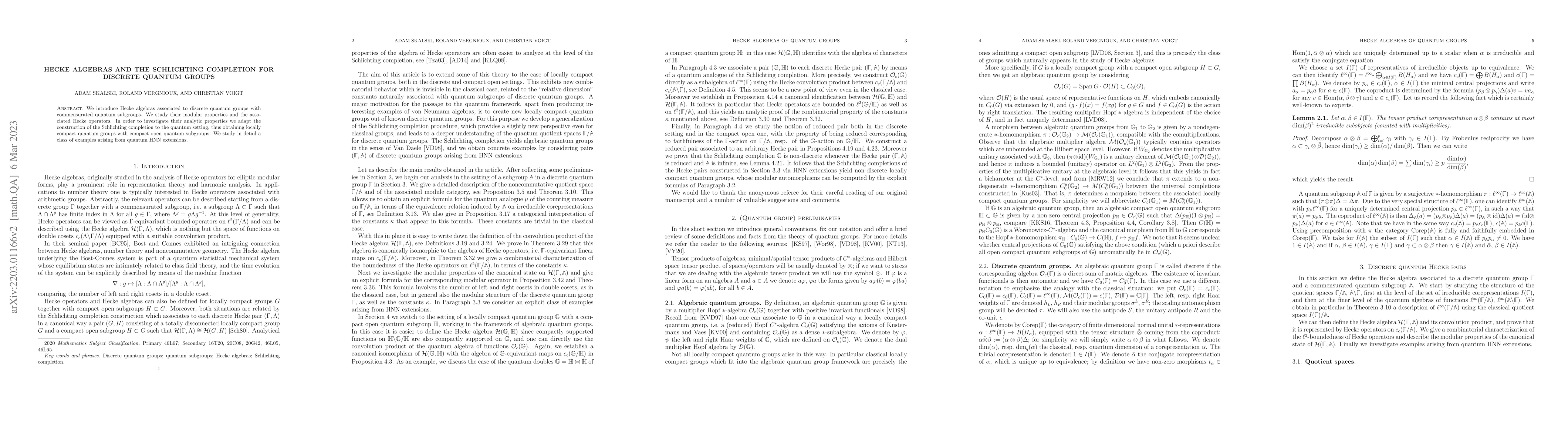 Thumbnail for Hecke algebras and the Schlichting completion for discrete quantum
  groups