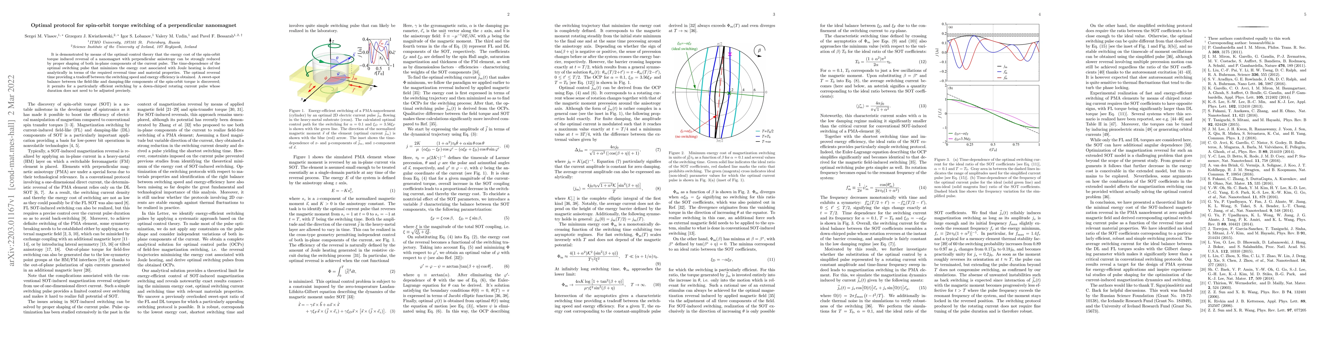 Thumbnail for Optimal protocol for spin-orbit torque switching of a perpendicular
  nanomagnet