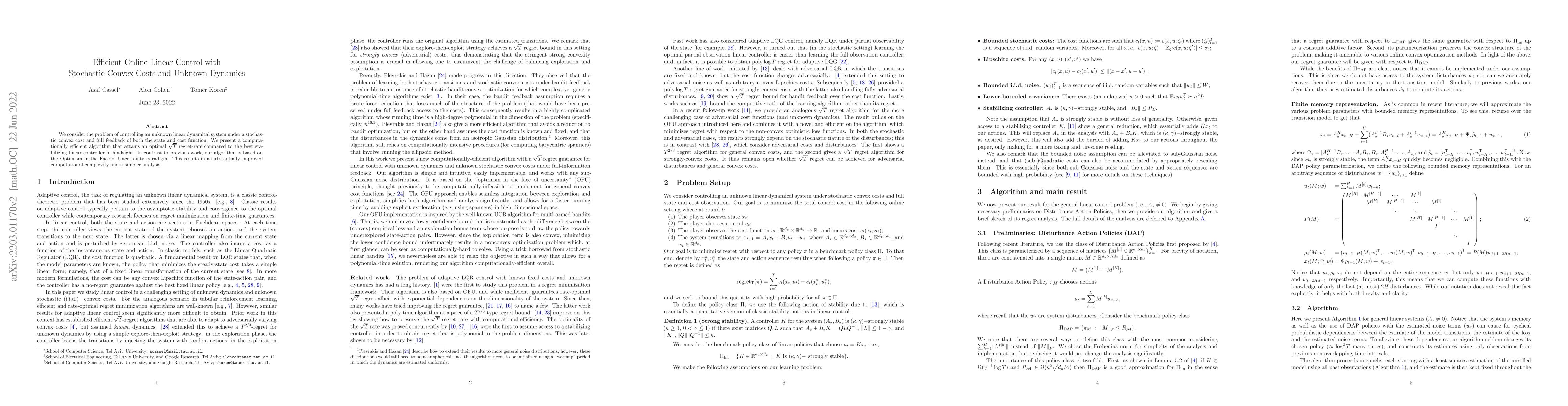 Thumbnail for Efficient Online Linear Control with Stochastic Convex Costs and Unknown
  Dynamics